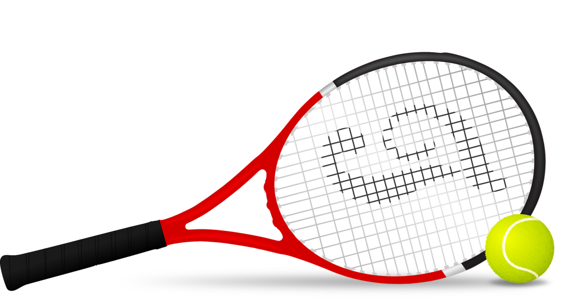 Illustrated tennis racquet and ball